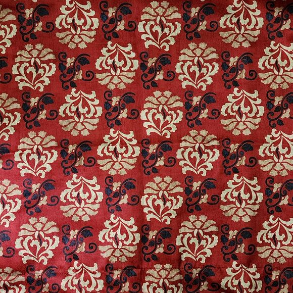 Martha Stewart Living Set of 2 Curtain Panels Red Navy Beige Damask Pattern - Picture 2 of 4